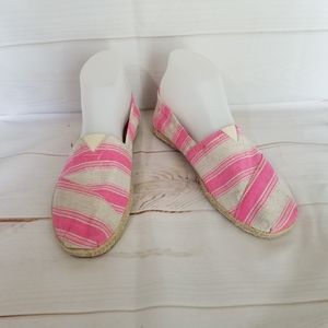 Tom's Pink Umbrella Strip Espadrille Shoes